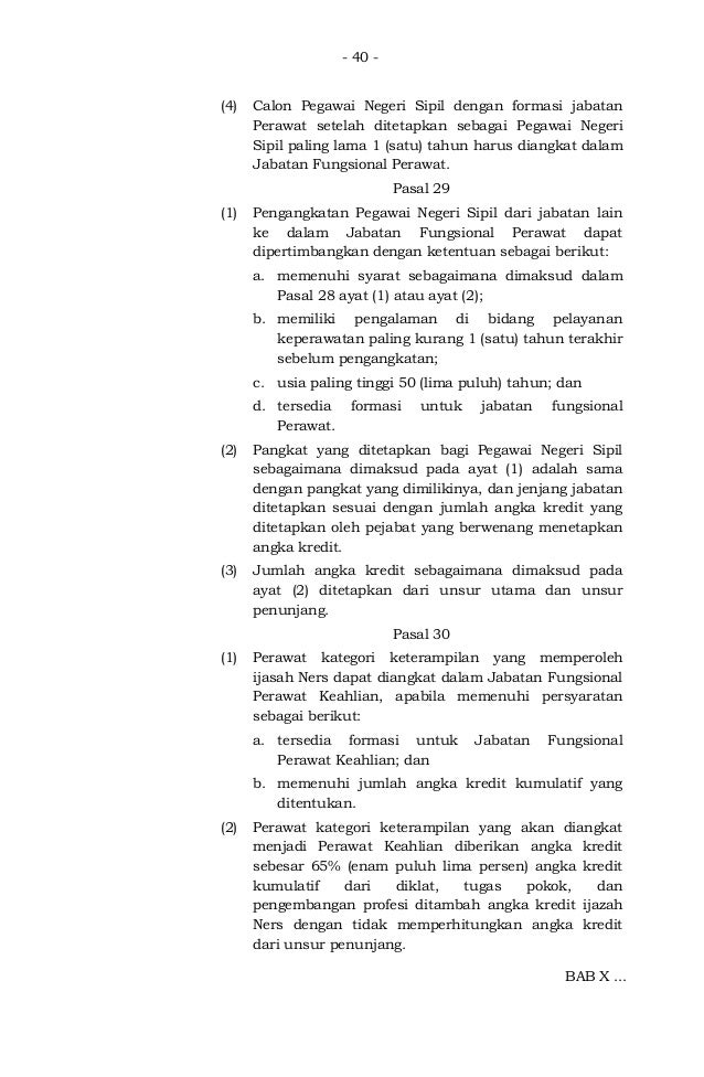 jabatan fungsional perawat dan angka kreditnya